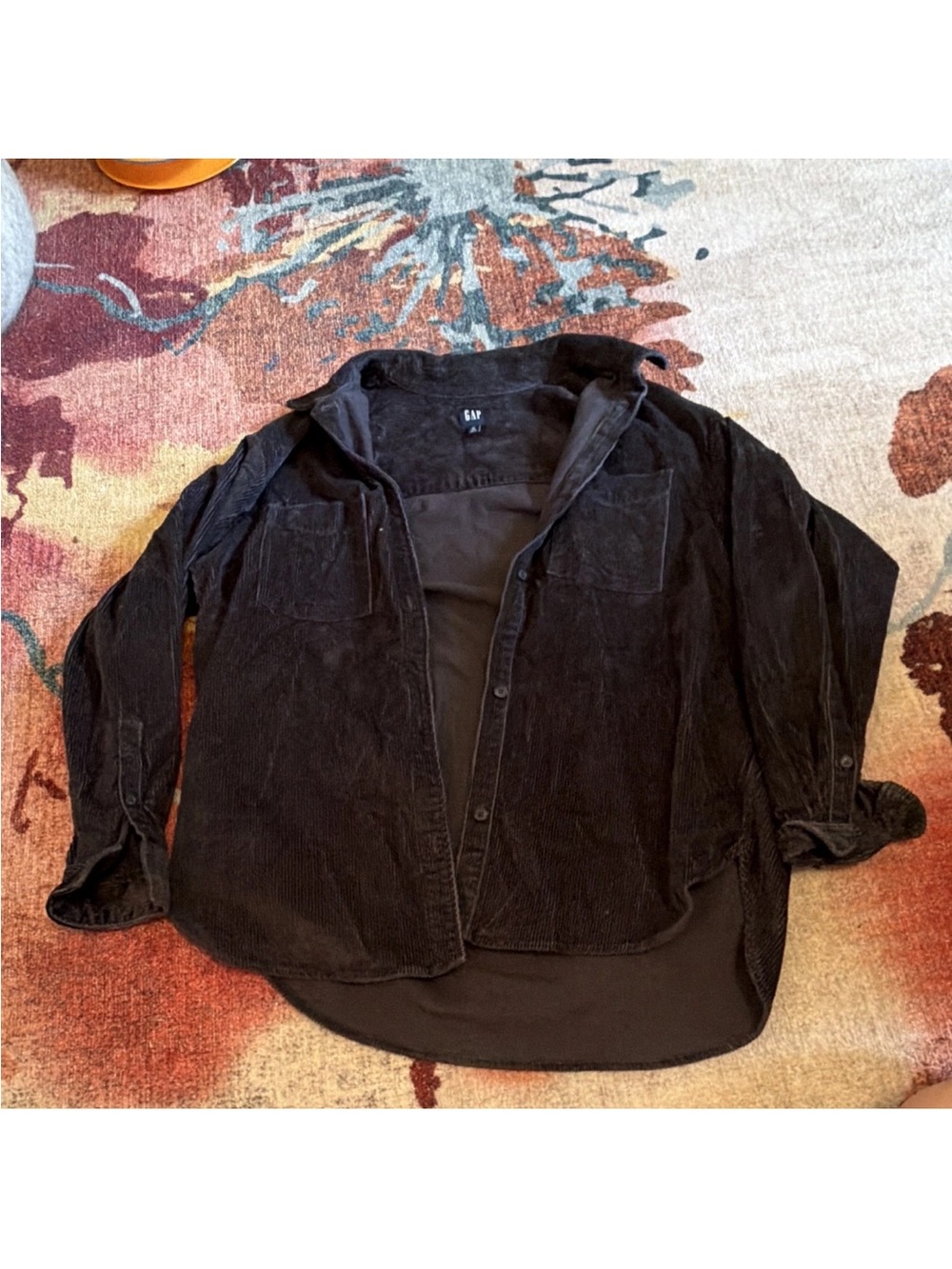 GAP Women's Black Corduroy Button-Up Jacket Medium Tall